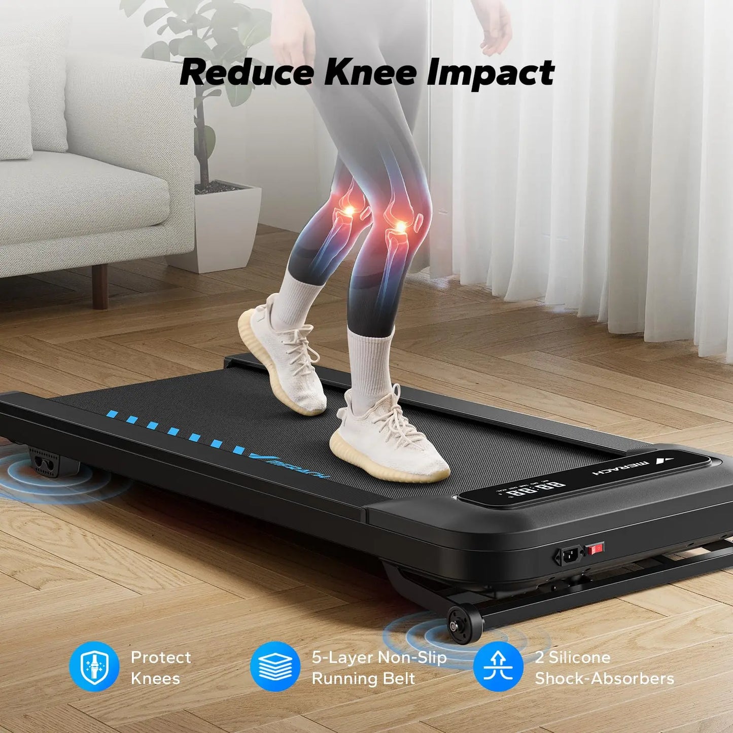 MERACH Walking Pad Quiet Under Desk Treadmills for Home Gym Portable Walking Treadmill with Magnetic Remote Control LED Display