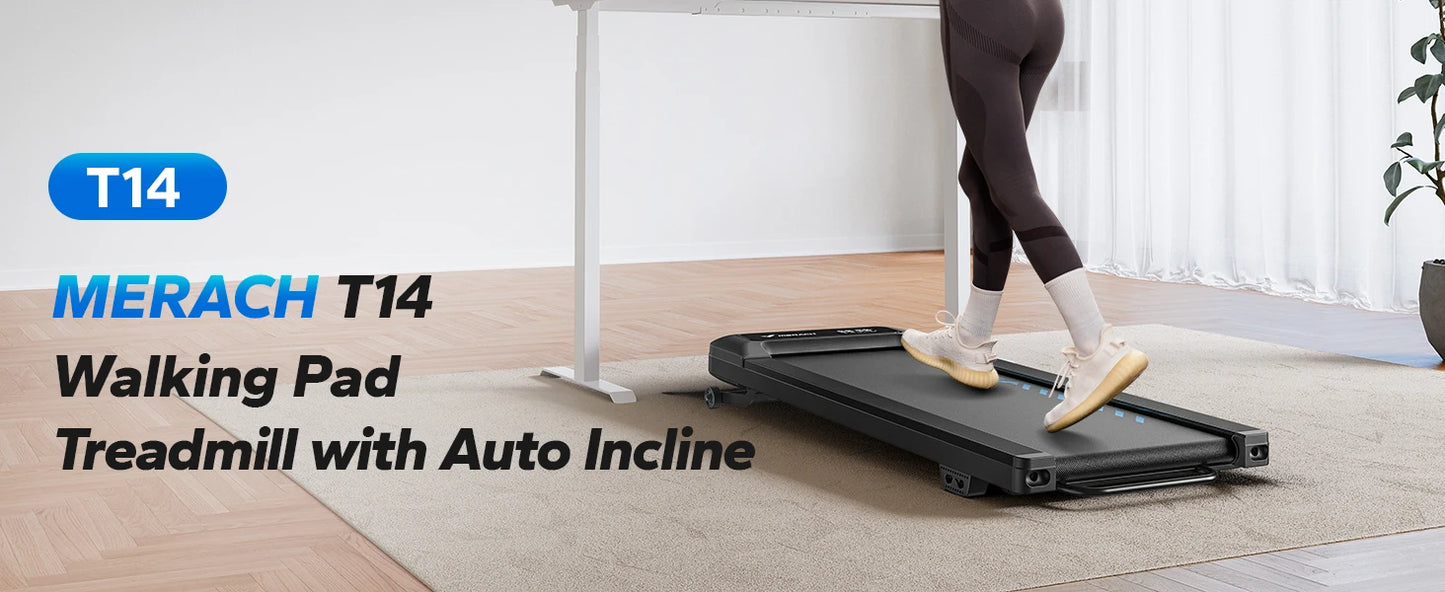 MERACH Walking Pad Quiet Under Desk Treadmills for Home Gym Portable Walking Treadmill with Magnetic Remote Control LED Display