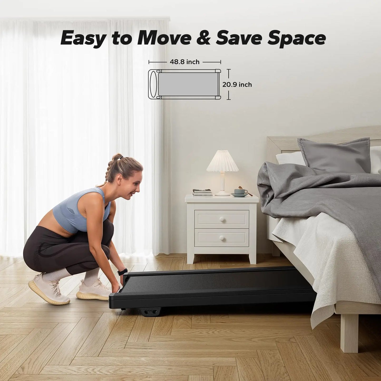 MERACH Walking Pad Quiet Under Desk Treadmills for Home Gym Portable Walking Treadmill with Magnetic Remote Control LED Display
